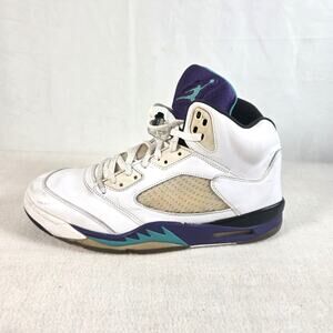 Nike Air Jordans 5 Retro Grape 2013 White/Emerald Grape Mens Sz 12 136027-108